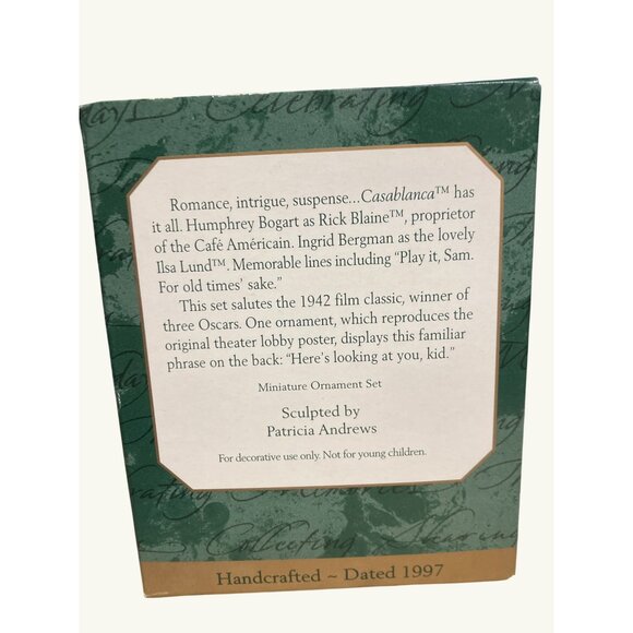 Hallmark Casablanca Ornament Set Of 3 Humphrey Bogart Ingrid Bergman Characters - Picture 4 of 11